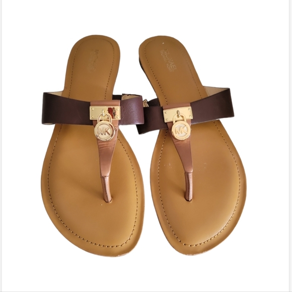 MICHAEL Michael Kors Shoes - MICHAEL Michael Kors Hamilton Brown Leather Thong Sandal Size 7.5